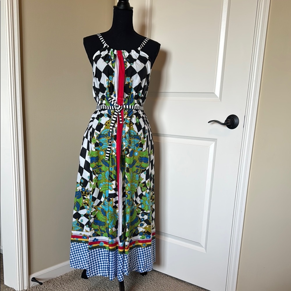 MaxMara Checkered and Floral Maxi Dress